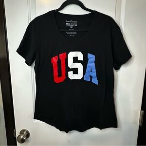 General Standard Americana USA Graphic Tee | Black Relaxed Fit Scoop Neck |Med.